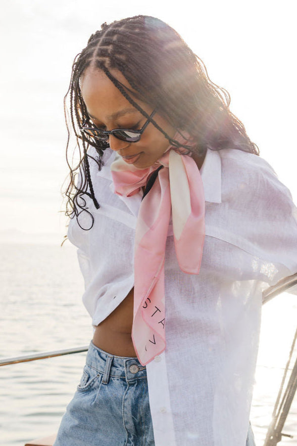 The Stavvi Silk Scarf in Rosé