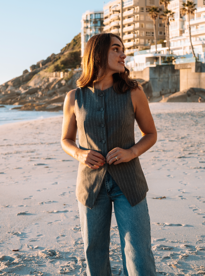 GREY PINSTRIPE WAISTCOAT