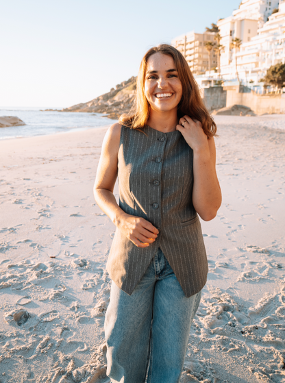 GREY PINSTRIPE WAISTCOAT