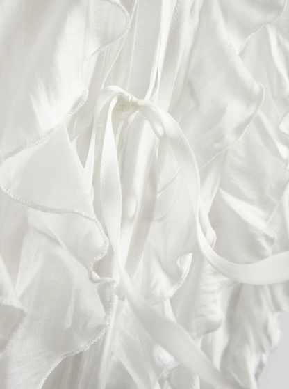 WHITE RUFFLE TOP