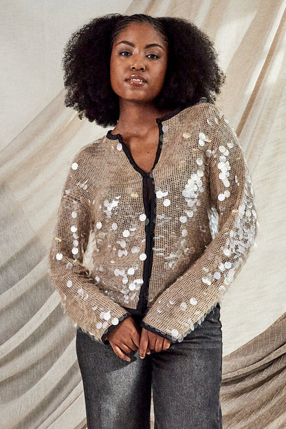 Long Champagne Mermaid Sequin Top