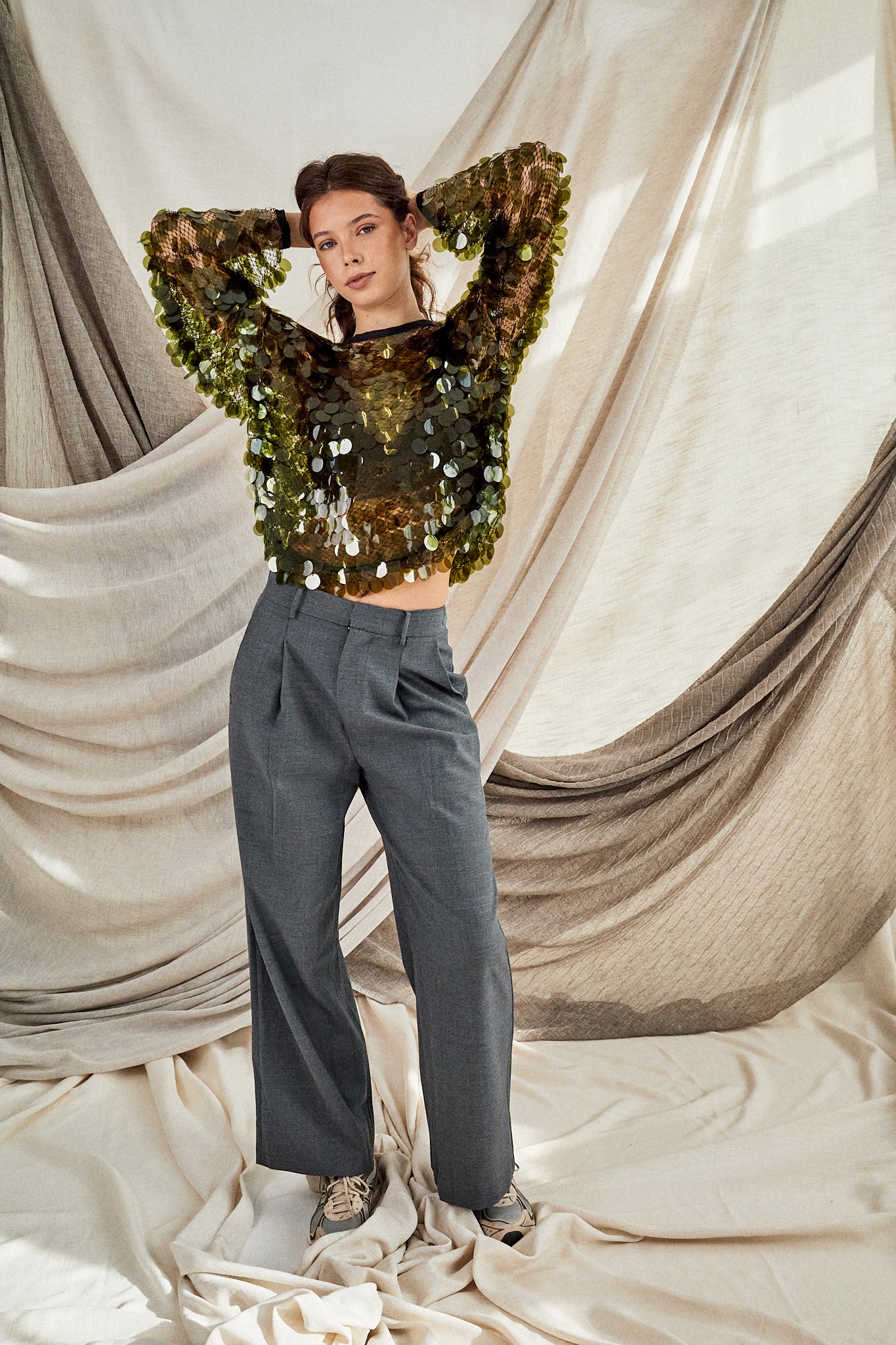 Moss Sequin Top