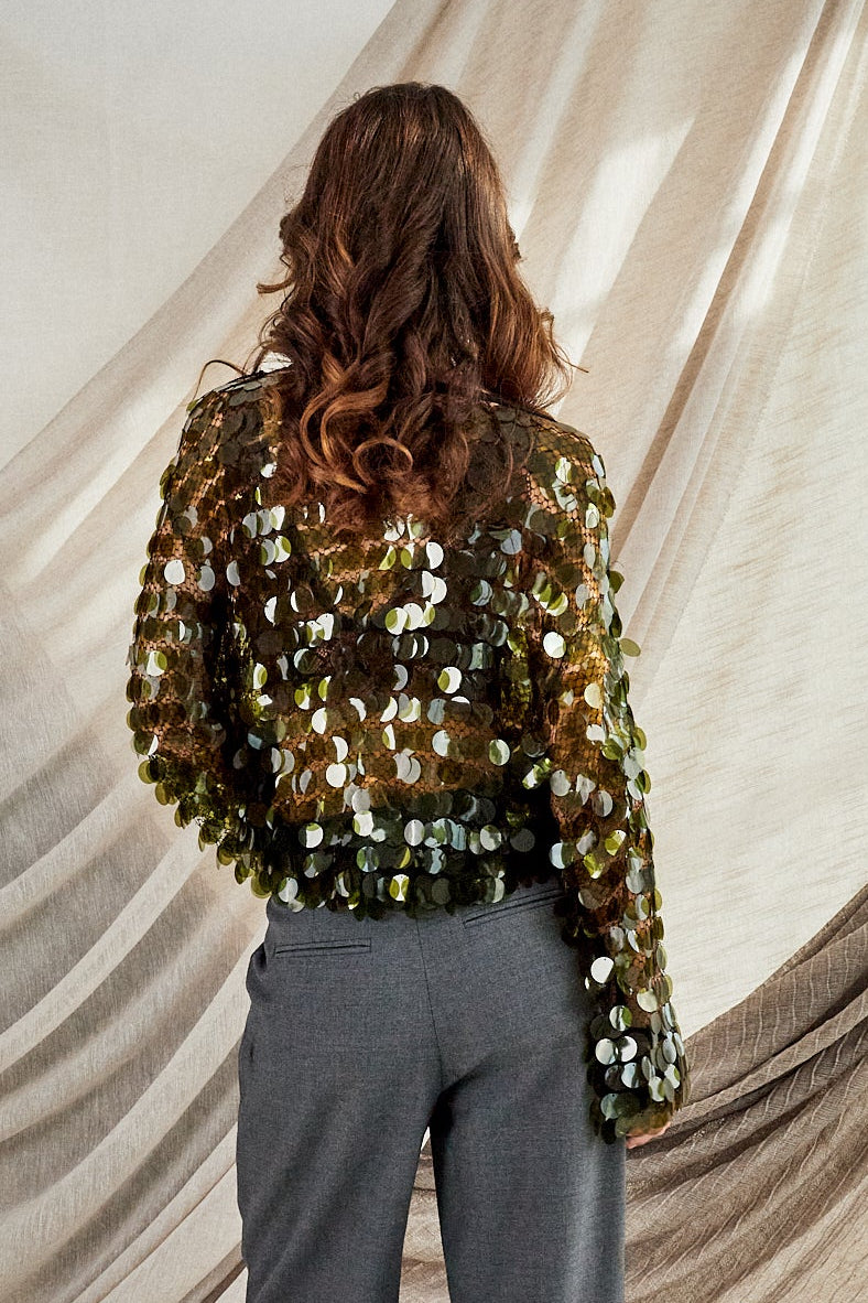 Moss Sequin Top