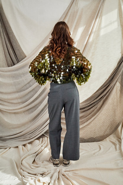 Moss Sequin Top