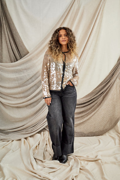 Long Champagne Mermaid Sequin Top