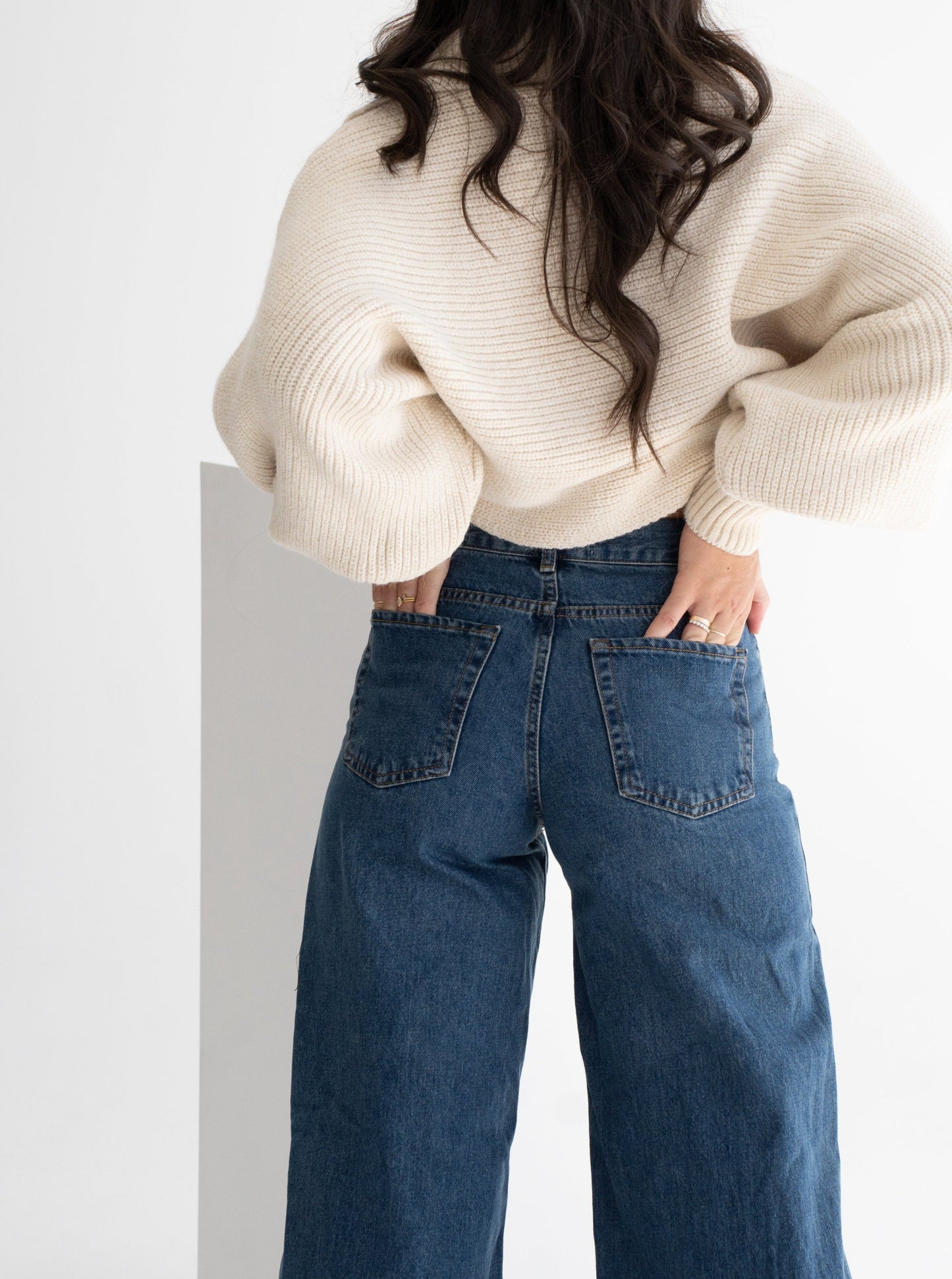 DARK BLUE WIDE LEG JEANS