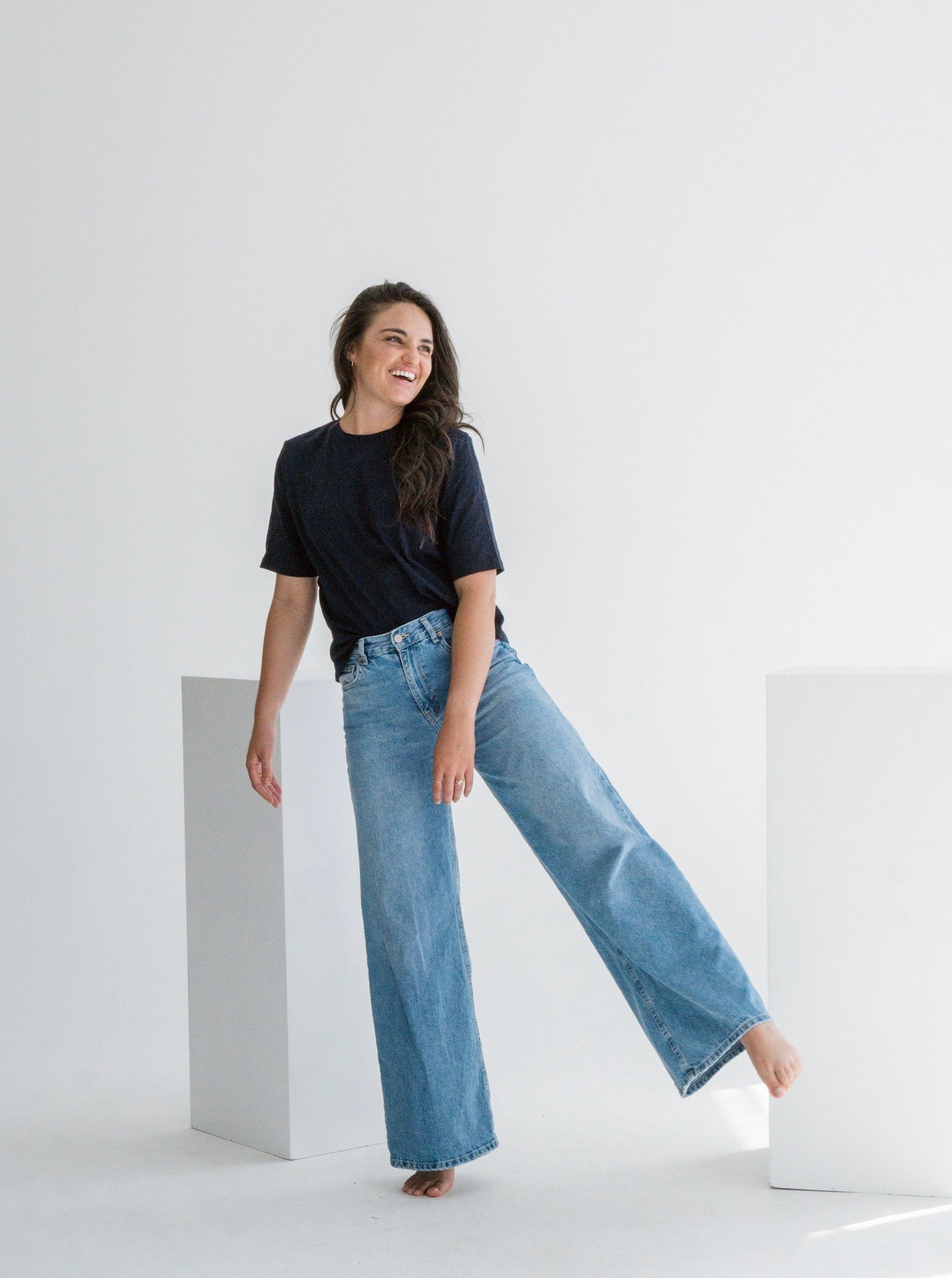 BLUE WIDE LEG JEANS