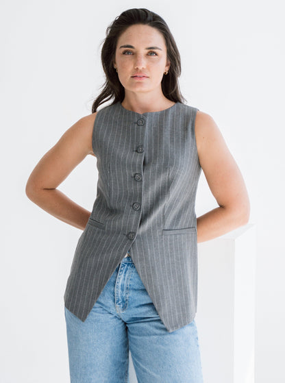 GREY PINSTRIPE WAISTCOAT