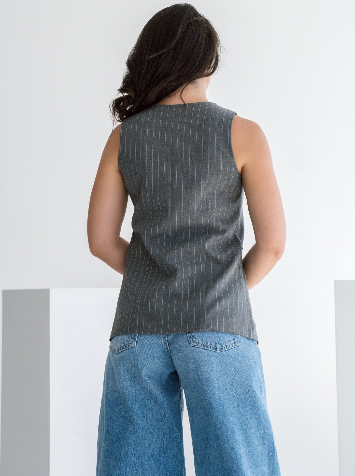 GREY PINSTRIPE WAISTCOAT