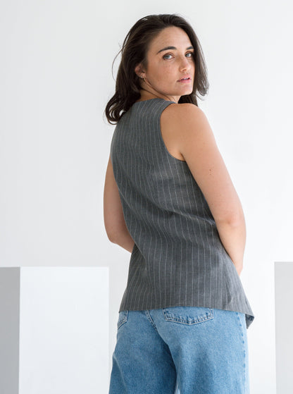 GREY PINSTRIPE WAISTCOAT