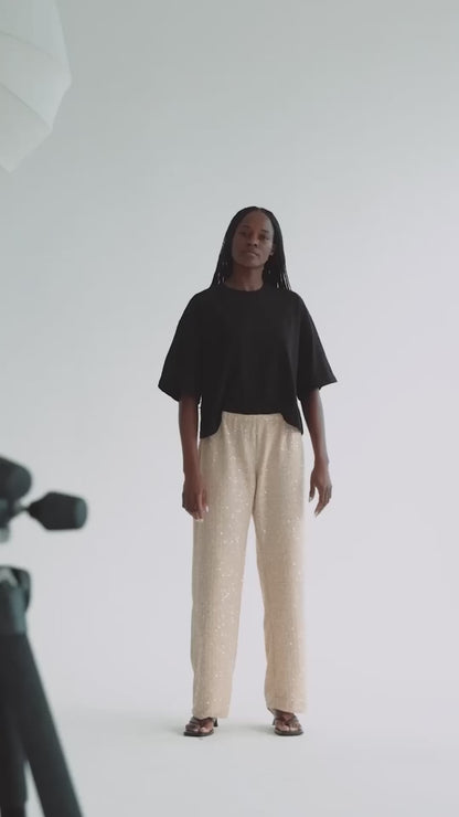 The Sienna Trousers in Champagne Sequin
