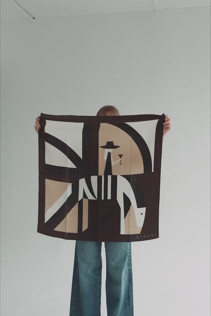 The Stavvi Silk Scarf in Espresso Martini