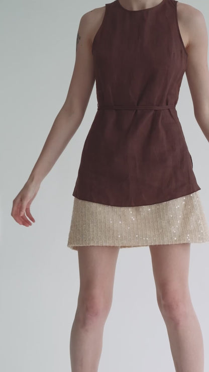 The Lucent Mini Skirt in Champagne Sequin