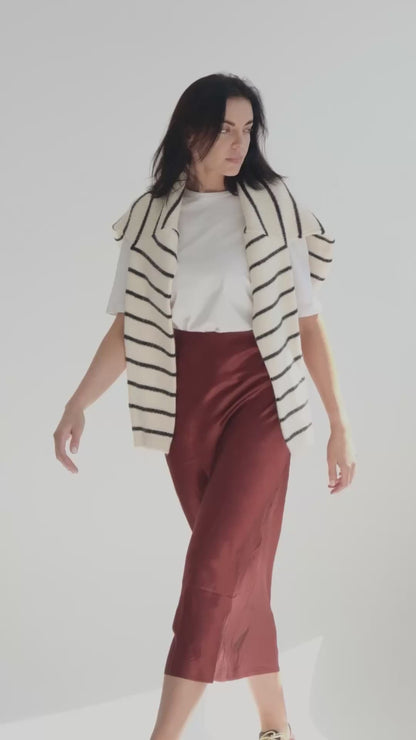 MAROON SATIN SKIRT