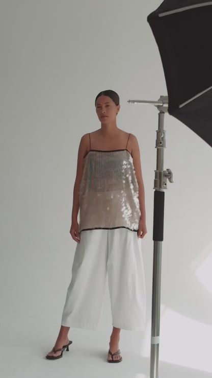 The Gaia Top in Champagne Mermaid Sequin